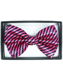 Hot Pink Striped Adult Bow Tie