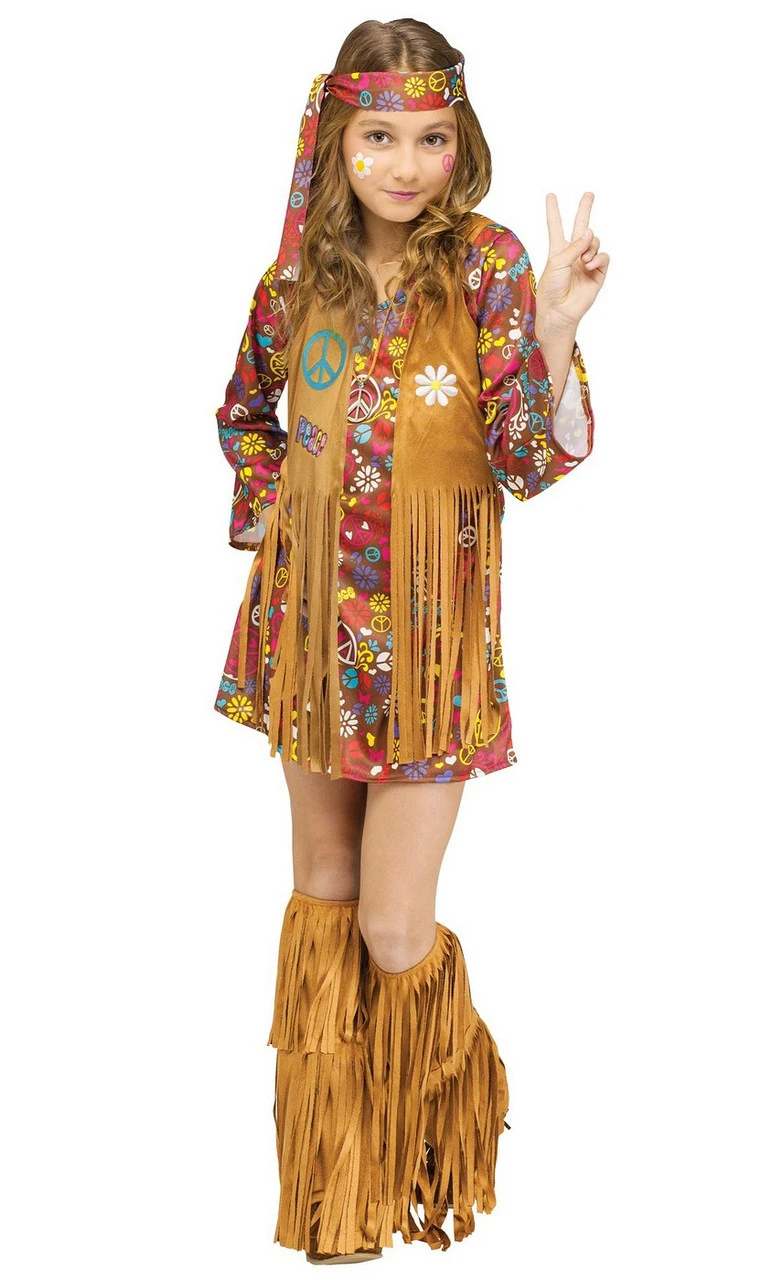 Costume Peace Love Des Années 60 Pour Fille