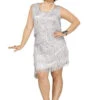 Costume Argent Brillant De La Jeune Fille Délurée Pour Adulte Taille Plus
