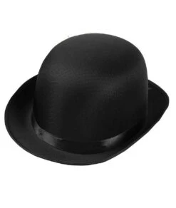 Black Satin Derby Bowler Hat