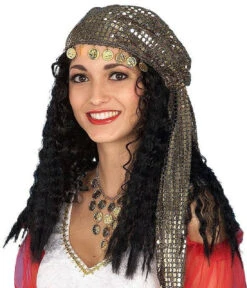 Gypsy Black Wig With Scarf