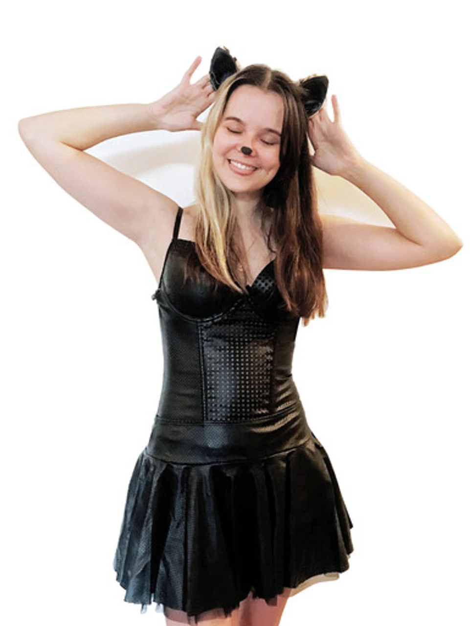 Bustier Écolière En Cuir Noir