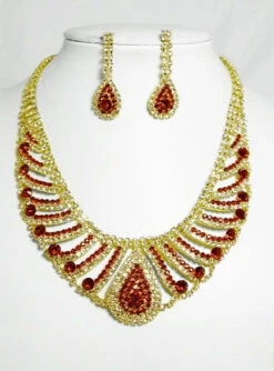 Gold & Red Necklace Set