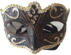 Masque Marron Pailletté Avec Bordure Dorée