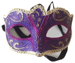 Masque Violet Pailletté Avec Bordure Dorée