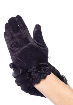 Child Satin Gloves Black