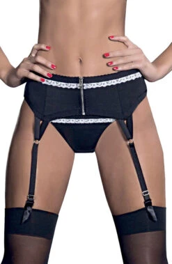 Garter Belt With Zip Front Black & White