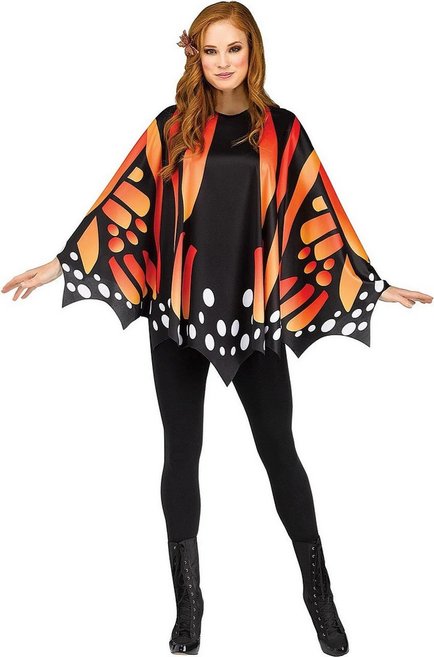 Deguisement Poncho Papillon Monarque Orange Pour Femme