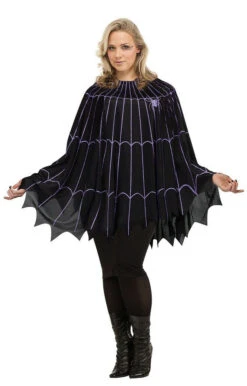 Poncho Toile D'Araignée Noir Et Violet Grande Taille
