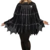 Poncho Toile D'Araignée Noir Et Argenté Grande Taille