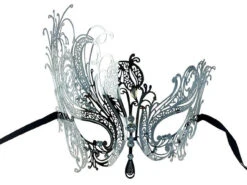 Masque Dentelle Métallique Côté Haut Argenté