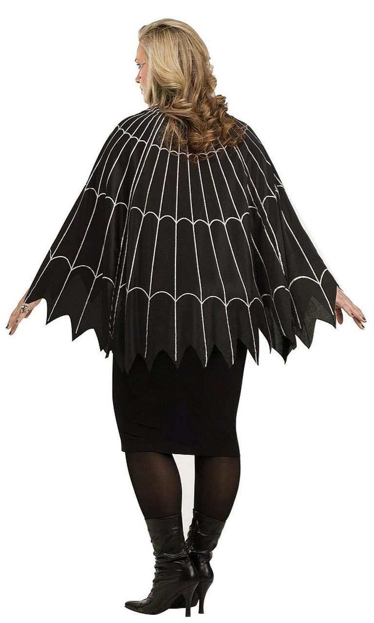 Poncho Toile D'Araignée Noir Et Argenté Grande Taille – Image 2