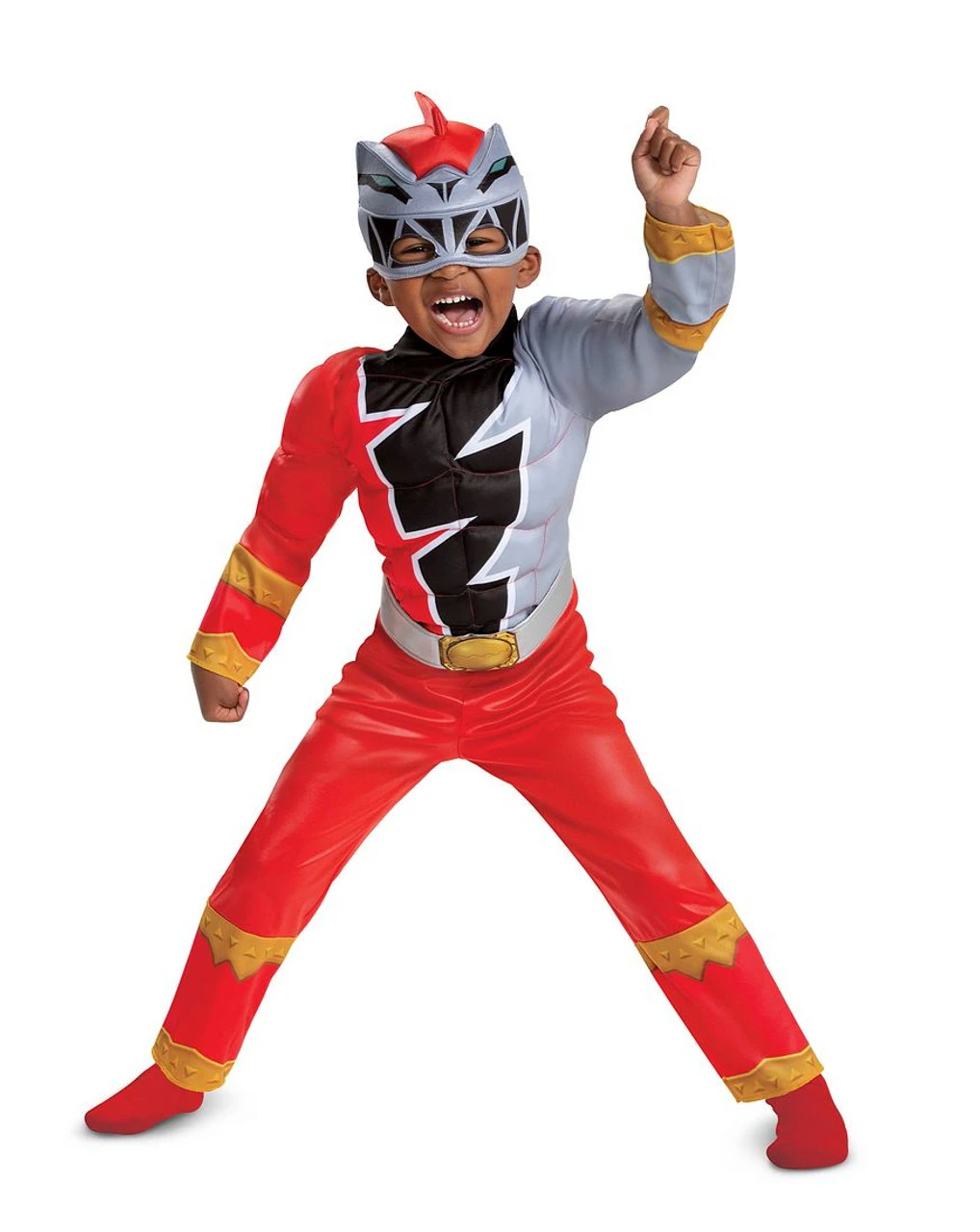 Costume De Ranger Rouge Dino Fury Muscle Pour Enfants