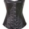 Bustier Corset En Cuir Vegan Noir Extensible Structuré
