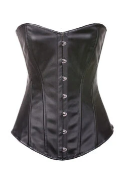 Bustier Corset En Cuir Vegan Noir Extensible Structuré