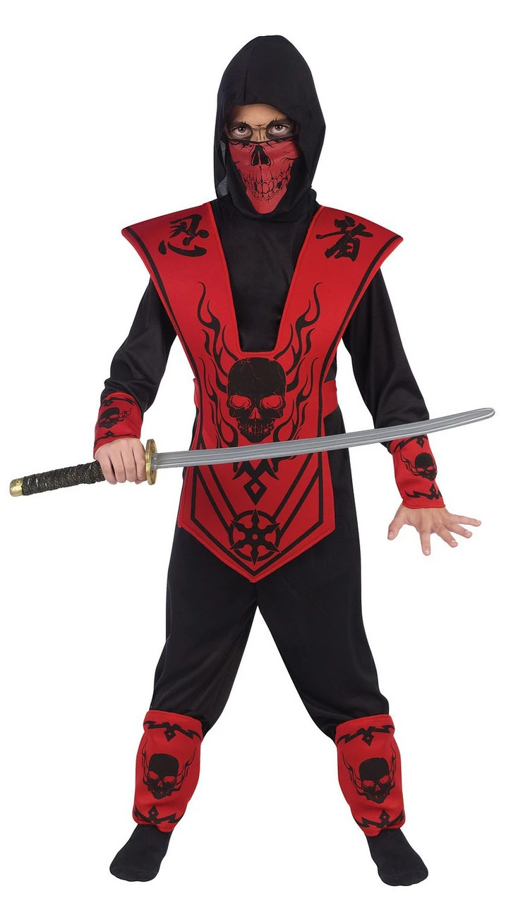 Costume De Seigneur Ninja Crane Noir Et Rouge