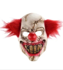 Masque De Clown Horrible En Latex Aux Cheveux Rouges