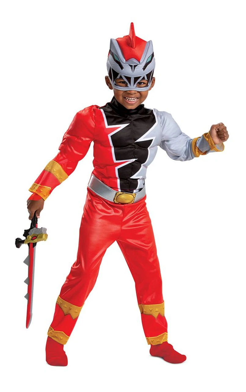 Costume De Ranger Rouge Dino Fury Muscle Pour Enfants – Image 4