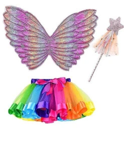 Kit Papillon Jupe Et Ailes Arc-en-Ciel Pour Filles