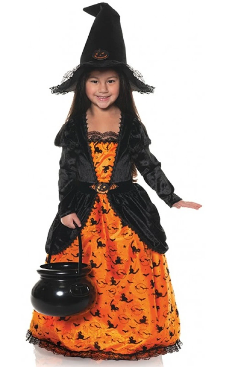 Costume De Sorcière Citrouille Pour Filles