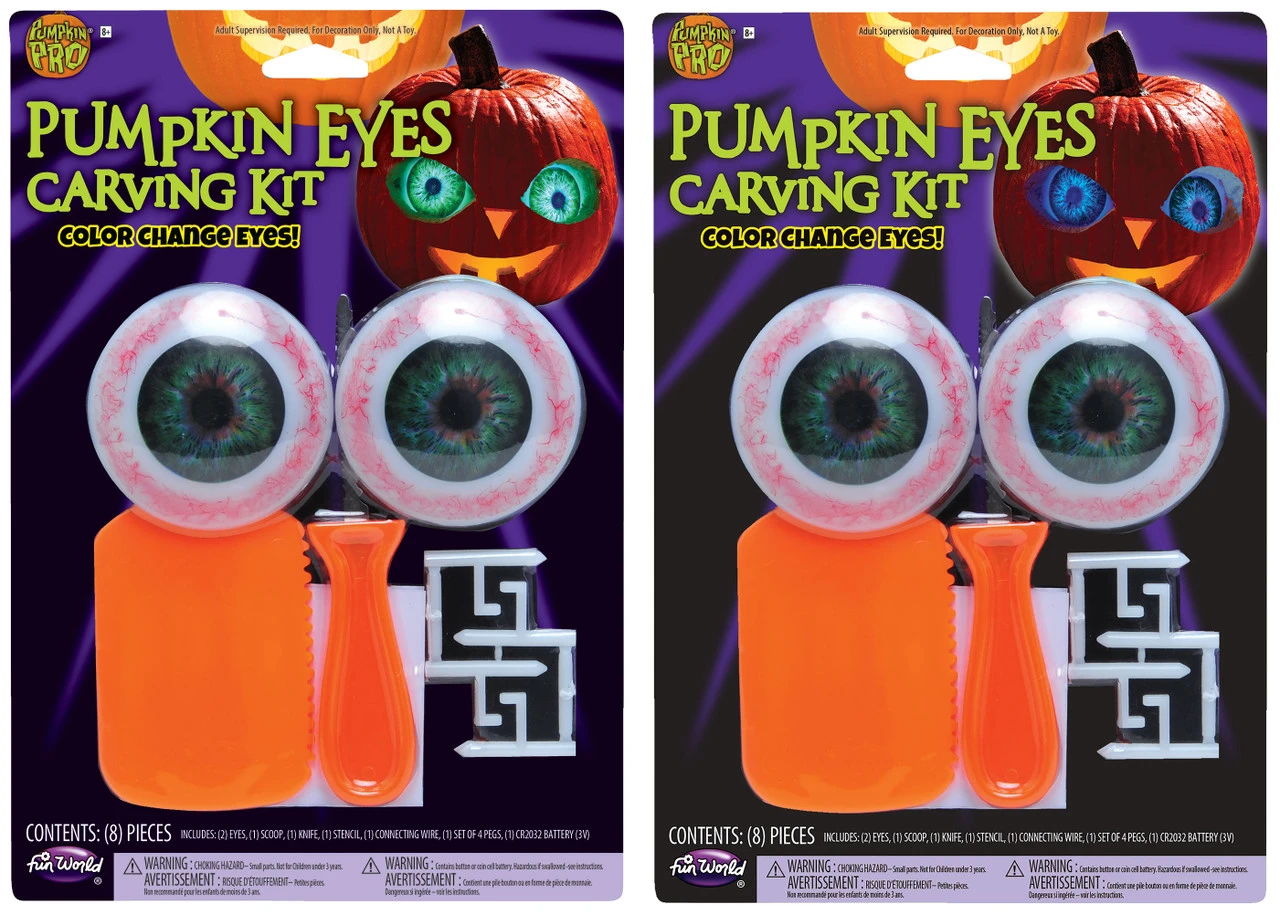 Yeux De Citrouille Clignotants Avec Kit De Sculpture – Image 2