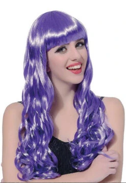 Perruque Violet Longue Et Bouclée